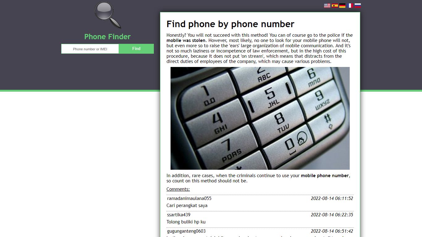 Find phone by phone number